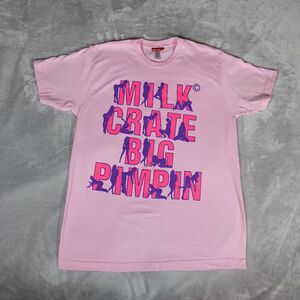 Milkcrate NYC Big Pimpin T Shirt Mens Large Slim Fit Made In USA Pink